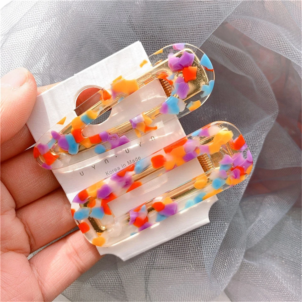 hair clips for women 2/3pcs/Set Fashion Women Resin Shiny Shell Hair Clips Elegant Geometric Oval Hairpins Temperament Barrettes Hair Accessories New head wrap for women Hair Accessories