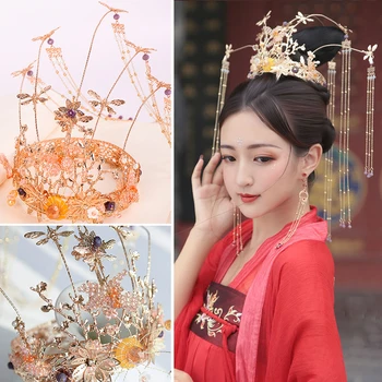 

Luxurious Vintage Chinese Style Classical Jewelry Traditional Bridal Headdress Handmade Women Wedding Jewelry Hair Accessories