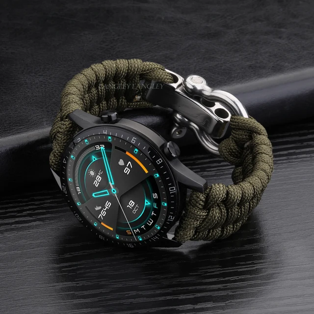 20 22mm Strap for Samsung Galaxy Watch 3 41mm 45mm Watch Band 42mm 46mm for Huawei Watch GT 2e Adjustable Buckle Rope Bracelet Army Green
