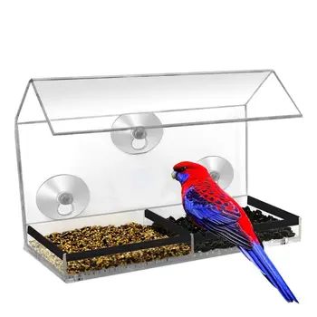 

Triangle House Styling Hanging Removable Bird Feeder Clear Glass Window Tray