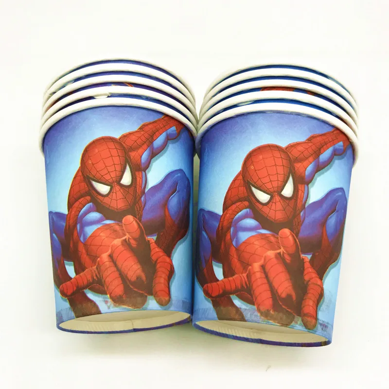 cups-10pcs На тему Человека-паука для детей, мальчиков, прекрасный день рождения, вечерние милые чашки, тарелки, маски для душа, одноразовые столовые приборы - Цвет: cups-10pcs