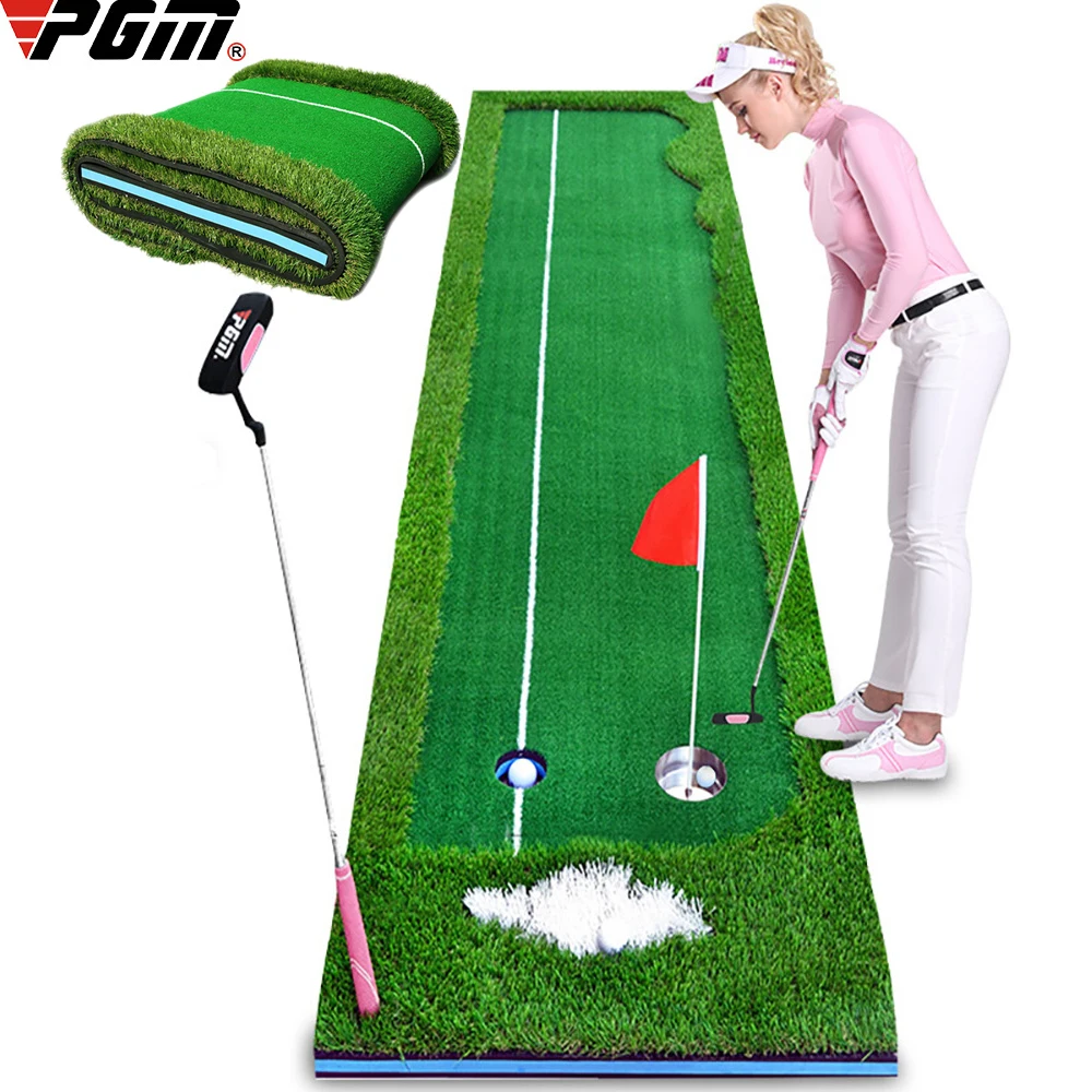 Pgm Portable 3m Indoor Golf Putting Green Swing Trainer Set Putter Indoor Golf Putting Green Swing Trainer