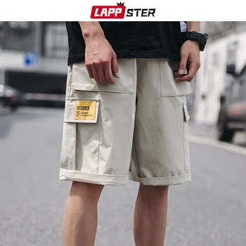 

LAPPSTER Mens Harajuku Kpop Fashions Shorts 2020 Summer Black Streetwear Hip Hop Cargo Pants Casual Vintage Joggers Knee Length