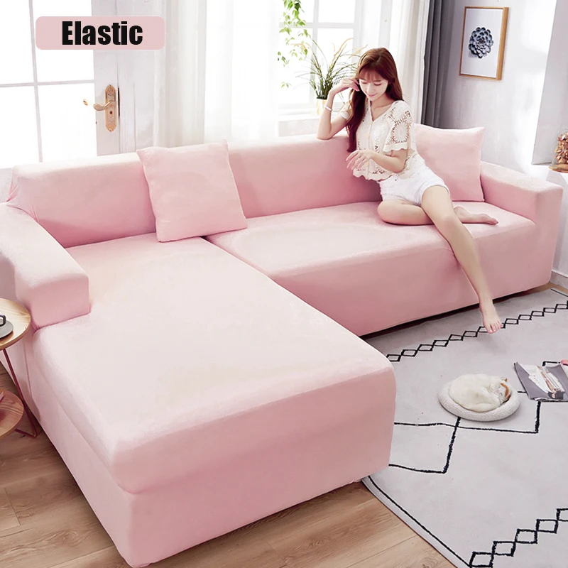 

Sofa Cover 1 2 3 4 Seater Cute Pink Elastic Chaise Lounge Living Double-sided Brushed