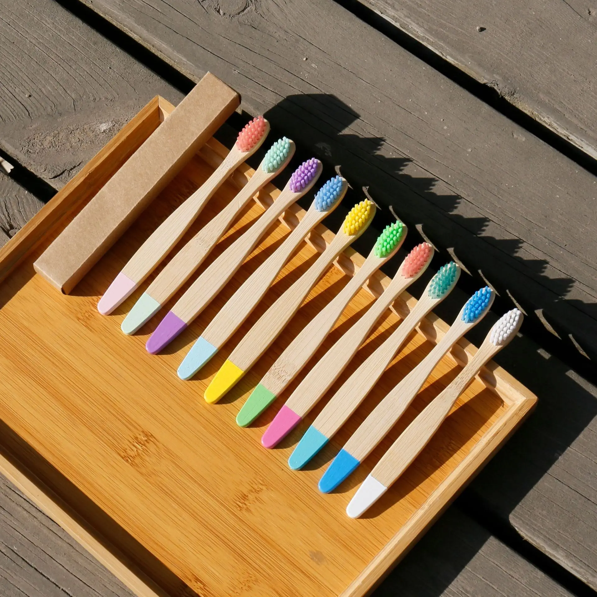 Детская зубная щетка цветная плоская 6 10 шт. крепится на нейлоновую мягкую