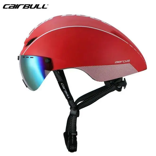 Cairbull шлем велосипед Mtb новая модель 8 цветов Aero Aero-r1 очки велосипедный сверхлегкий Mtb Tt Магнитный УФ солнцезащитный козырек - Цвет: Red white