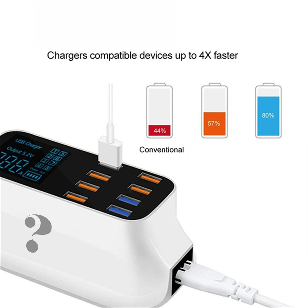 USB зарядное устройство Быстрая зарядка 8 usb портов концентратор цифровой ЖК-дисплей Быстрый Телефон Зарядное устройство Док-станция адаптер для iPhone US EU UK Plug