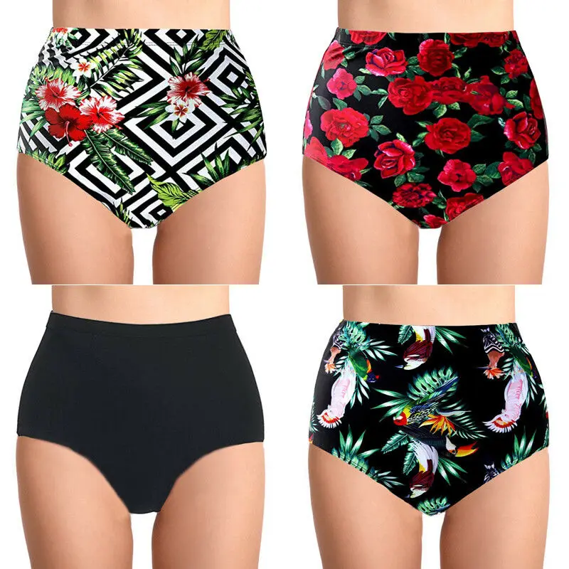 Летние женские с высокой талией плавательный шорты нижняя часть Шорты Брюки для плавания Цветочные пляжные шорты для серфинга плюс размер s-xxl