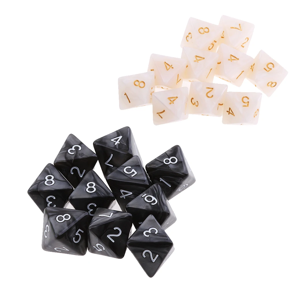 Набор из 20 черно-белых D8 многогранных кубиков(8 сторонних) для DND MTG RPG