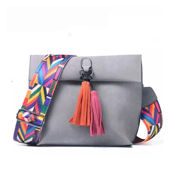 

Women Messenger Bag Crossbody Bag tassel Shoulder Bags Female Designer Handbags Women bags with colorful strap #50