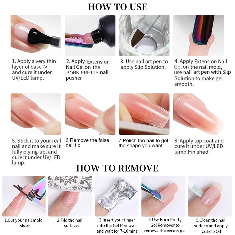 BORN PRETTY 60/20ml Nail Liquid Slip Solution for Nails Quick Extension Acrylic Nail Gel Nail Extension Nail Art Manicure Tools 5