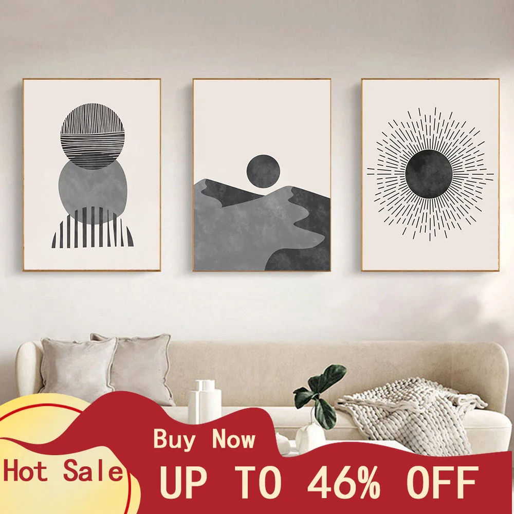 

Abstract Wall Art Paintings Mid Century Canvas Poster Sun Illustration Prints And Posters Geometry Pictures Living Room Decor