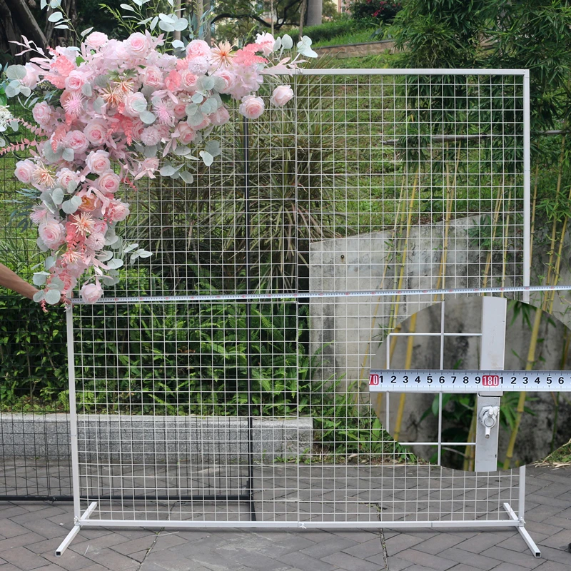 JAROWN Wedding Grid Iron Arch Gold Wedding Backdrop Decor Stand Party Geometry Shaped Wrought White Square Iron Decoration (13)