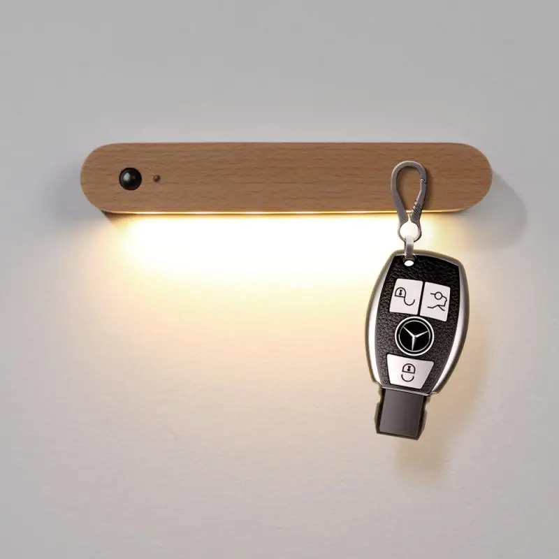 Conduziu a Luz da Noite sem Fio Lâmpada para Armário de Cozinha Sensor Portátil Móvel Magnético Noite Guarda-roupa Luz Cabeceira Lâmpada Parede Madeira 1 sem fio móvel magnético noite lâmpada para