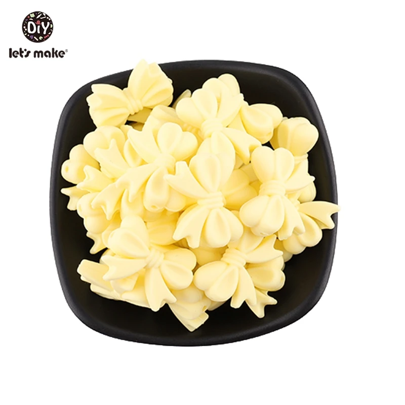 Yellow Let's Make 20 шт 2,0 см* 2,7 см BPA бесплатно силиконовые бусины-бантики силикон для жевания высококачественные детские принадлежности для кормления нетоксичные - Цвет: Yellow