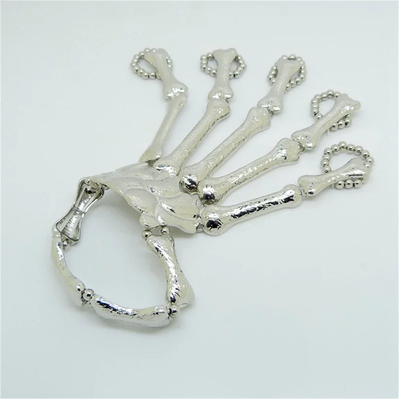 Punk Gothic Skull Bracelet Hand Bone Bangles Flexible Metal Bracelets For Women Men Nightclub Party Hip Hop Jewelry | Украшения и