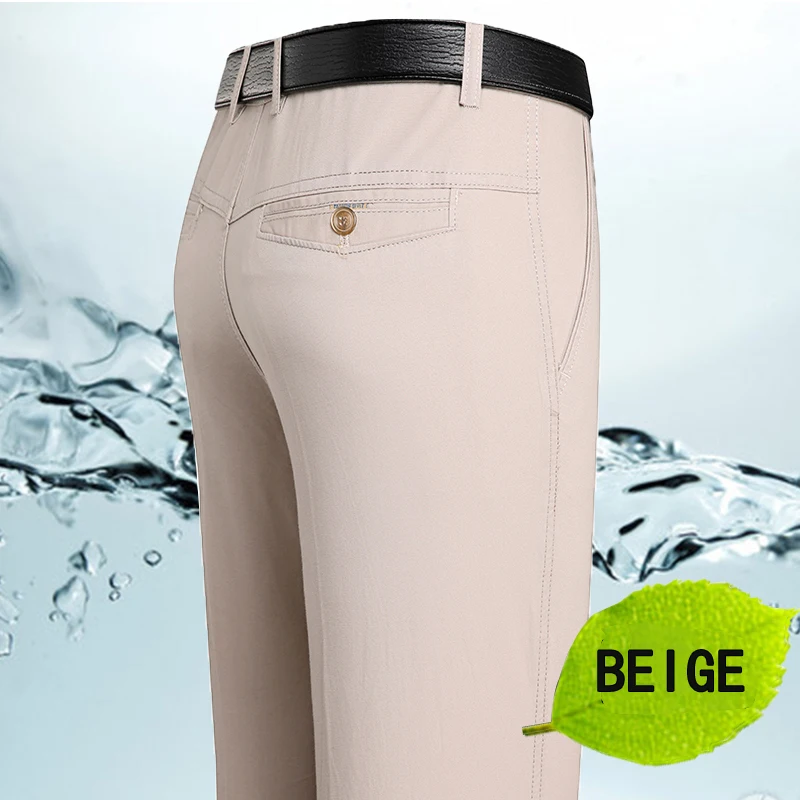 Casual Pants Spring and Summer Brand Men's Trousers Middle-aged Men Thin Solid Color Loose Pant High Waist