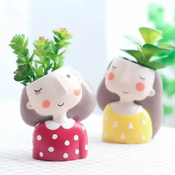 

Plant Pots Resin Flowerpot Cute Girl Home Decor Bonsai Statue Flower Planter Balcony Desktop Creative Office Ornament Vase