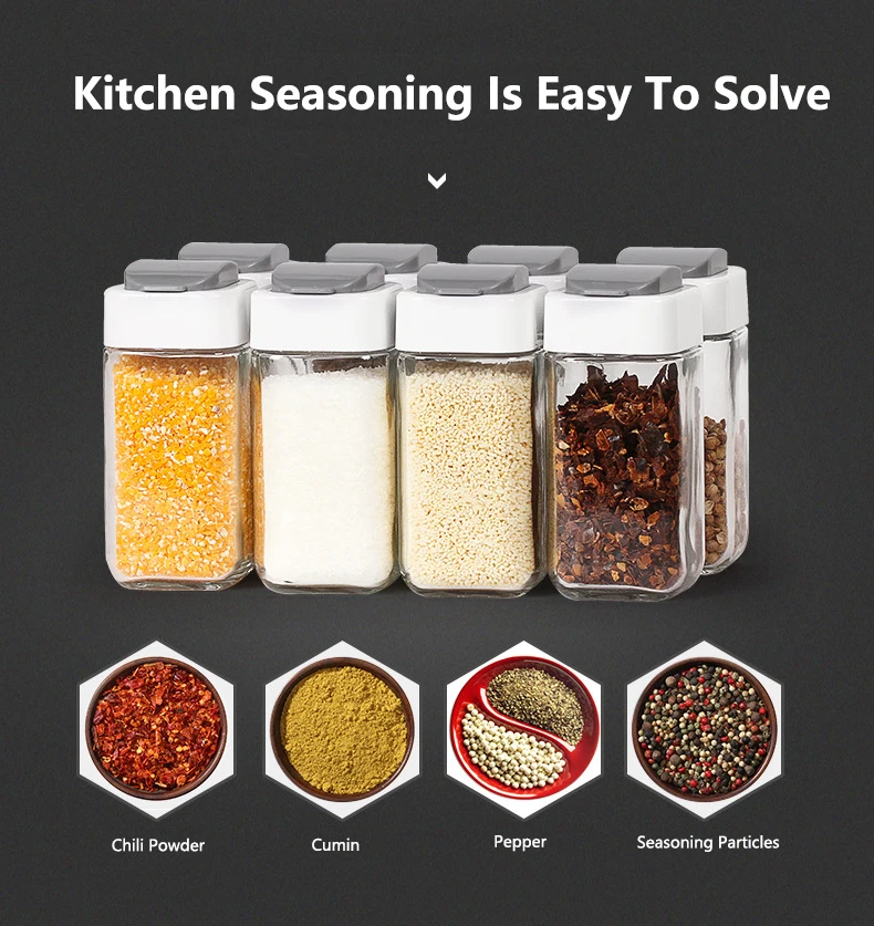 Kitchen Jars for Spices Rotating Glass Cruet Seasoning Jar 