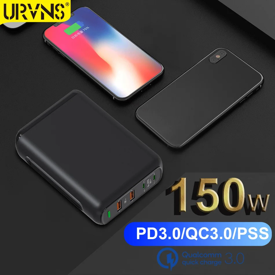 

URVNS 150W Wall Charger PD 3.0 GaN Type C 100W 65W Fast Charging Adapter For iPad Pro, iPhone 11 Pro Max XR XS X, Galaxy S9 S8