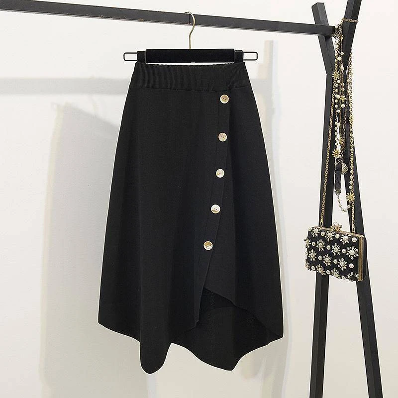 Skirt Женский комплект 2 шт., элегантная повседневная одежда из двух частей, корейский стиль, офисный женский свитер, комплект из 2 предметов с юбкой, теплая зимняя одежда - Цвет: Skirt