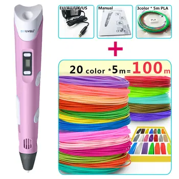 

myriwell 3d pens + 20 * 5m ABS Filament,pen 3 d pen 3d model,Best Gift for Kids Creative 3d printer pen-3d magic pen