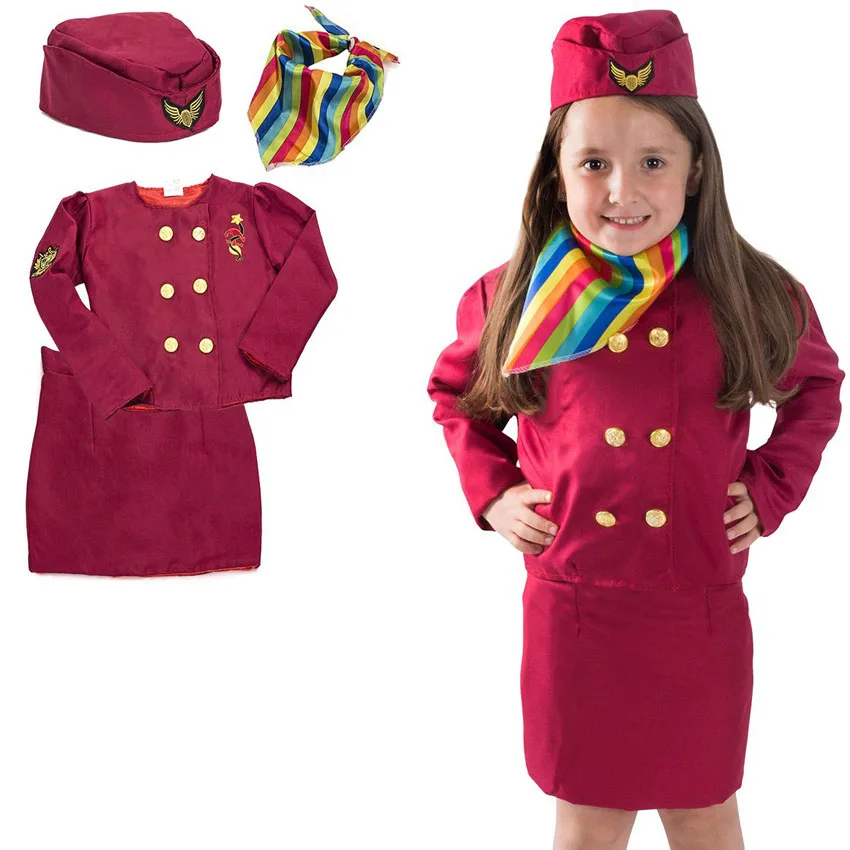 Costumi di Halloween per bambini uniformi aeronautiche Cosplay pilota  assistente di volo aereo ragazzi ragazze carnevale giochi di ruolo  abbigliamento