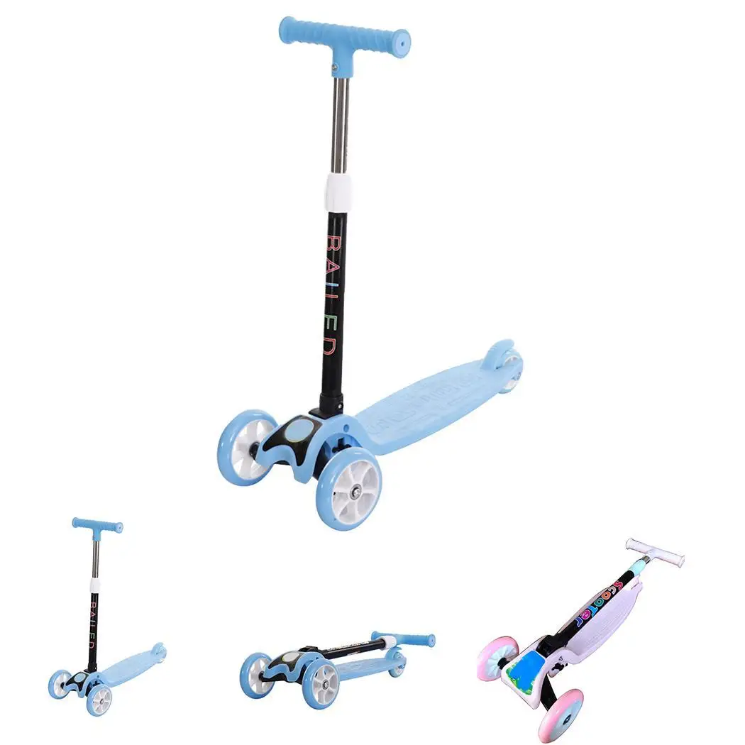 

Kids Adjustable Height Kick Scooter 3 Wheels Wide Deck Back Brake 58-73cm/22.8-28.7inch 2~8 Years old Pedal