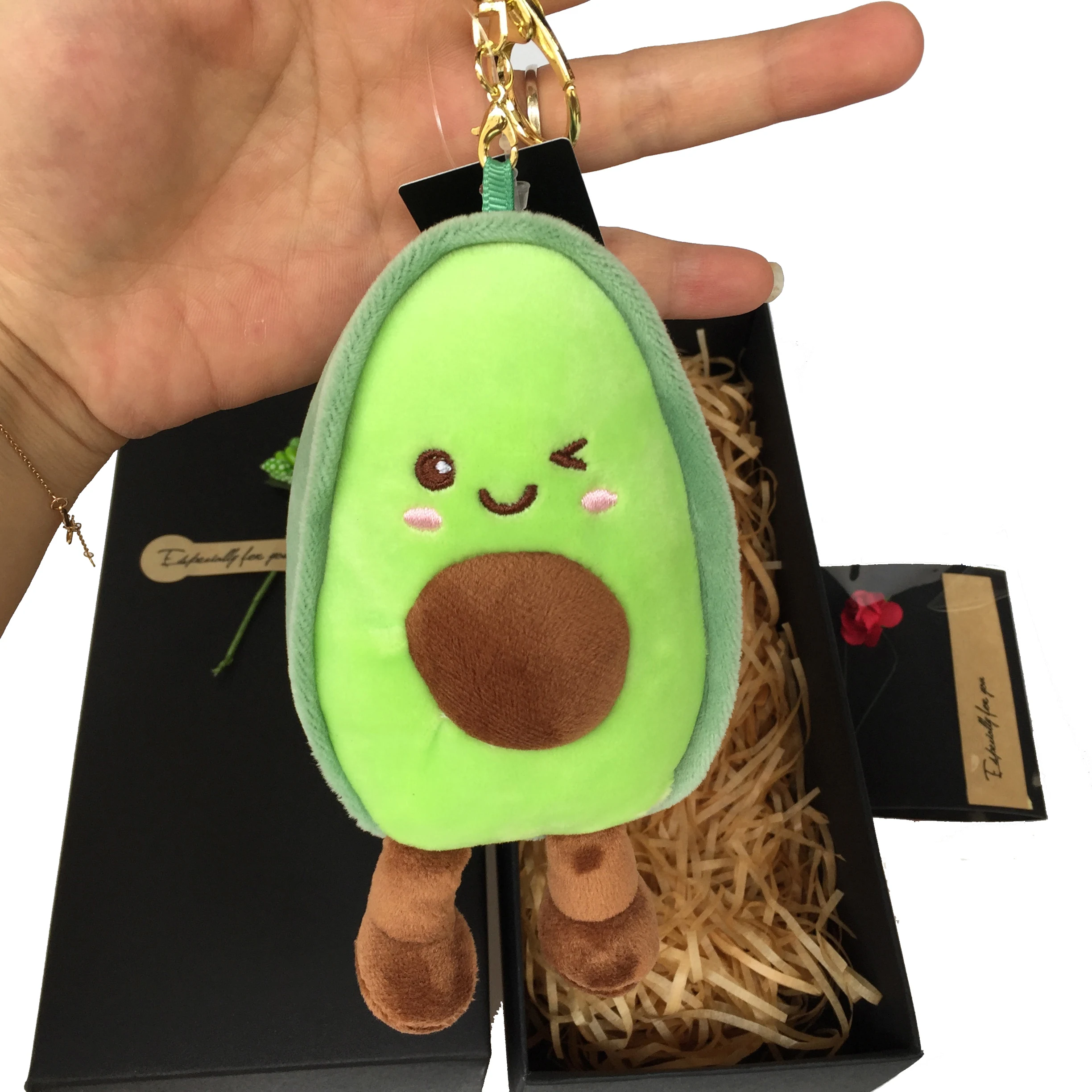Avocado keychain pendant female Korean cute fruit plush doll with ins creative bag hanging gift box