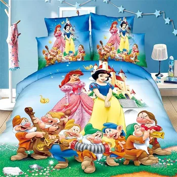 

disney princess blue girls bedding set duvet cover pillow cases 3/4pcs children bed linen set