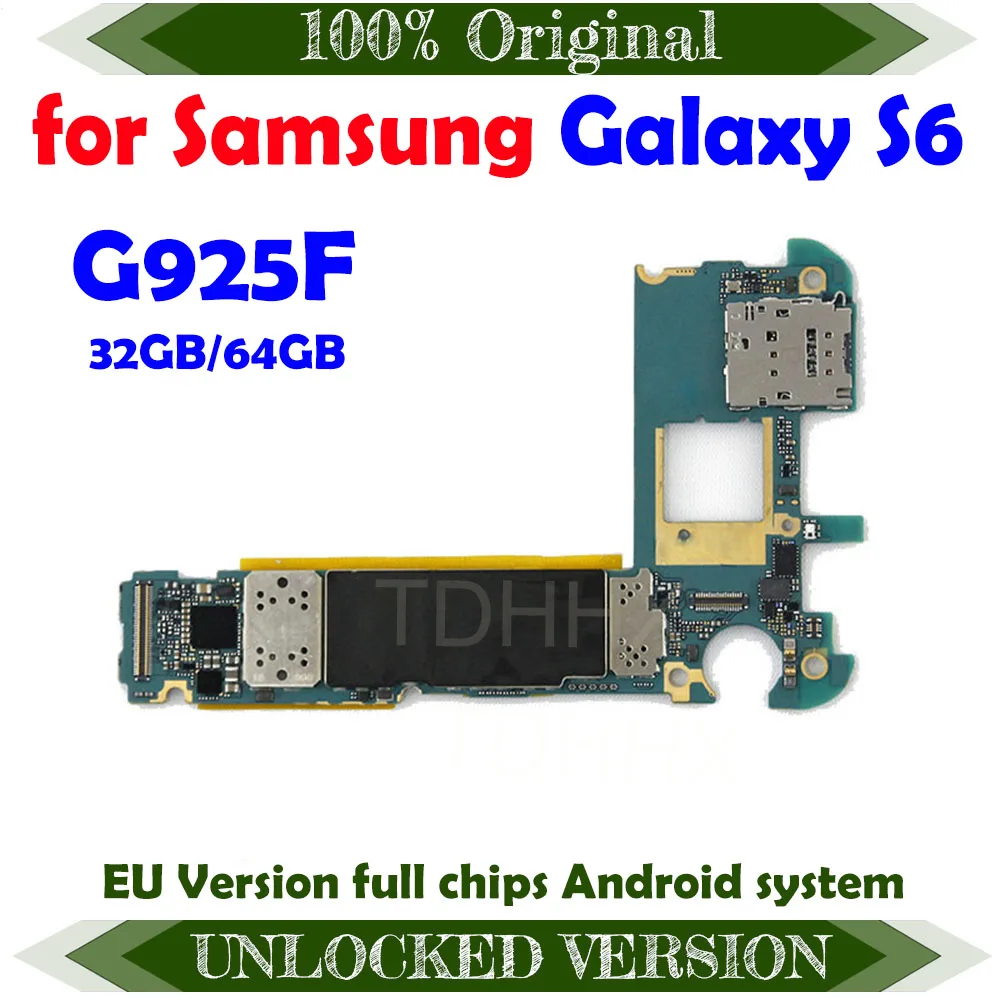 Оригинальная разблокированная основная материнская плата 32 ГБ для Samsung Galaxy S6 Edge