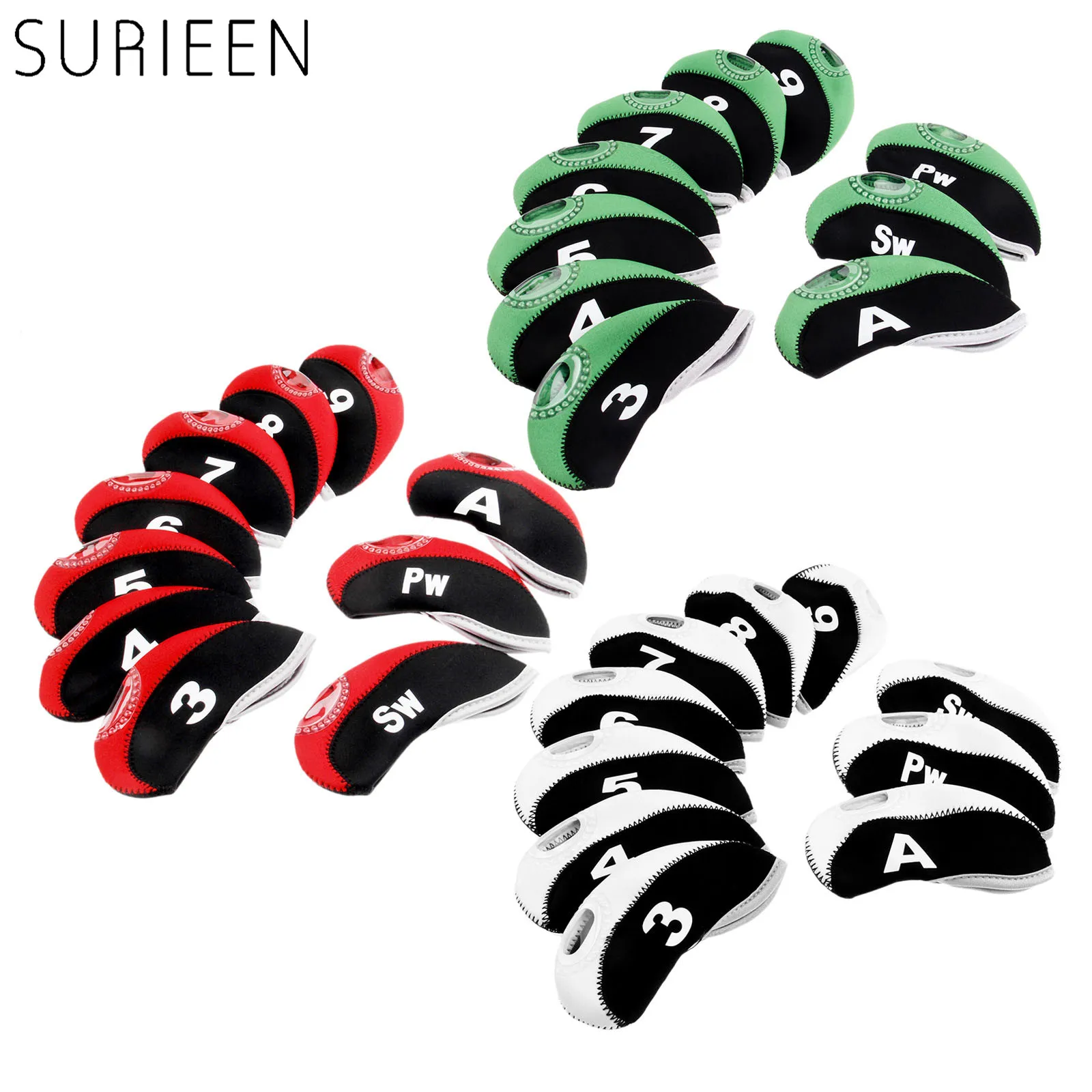 

Golf Club Iron Head Covers 10Pcs Golf Iron Headcovers Neoprene Transparent Window Golf Club Iron Head Protector Golf Accessories