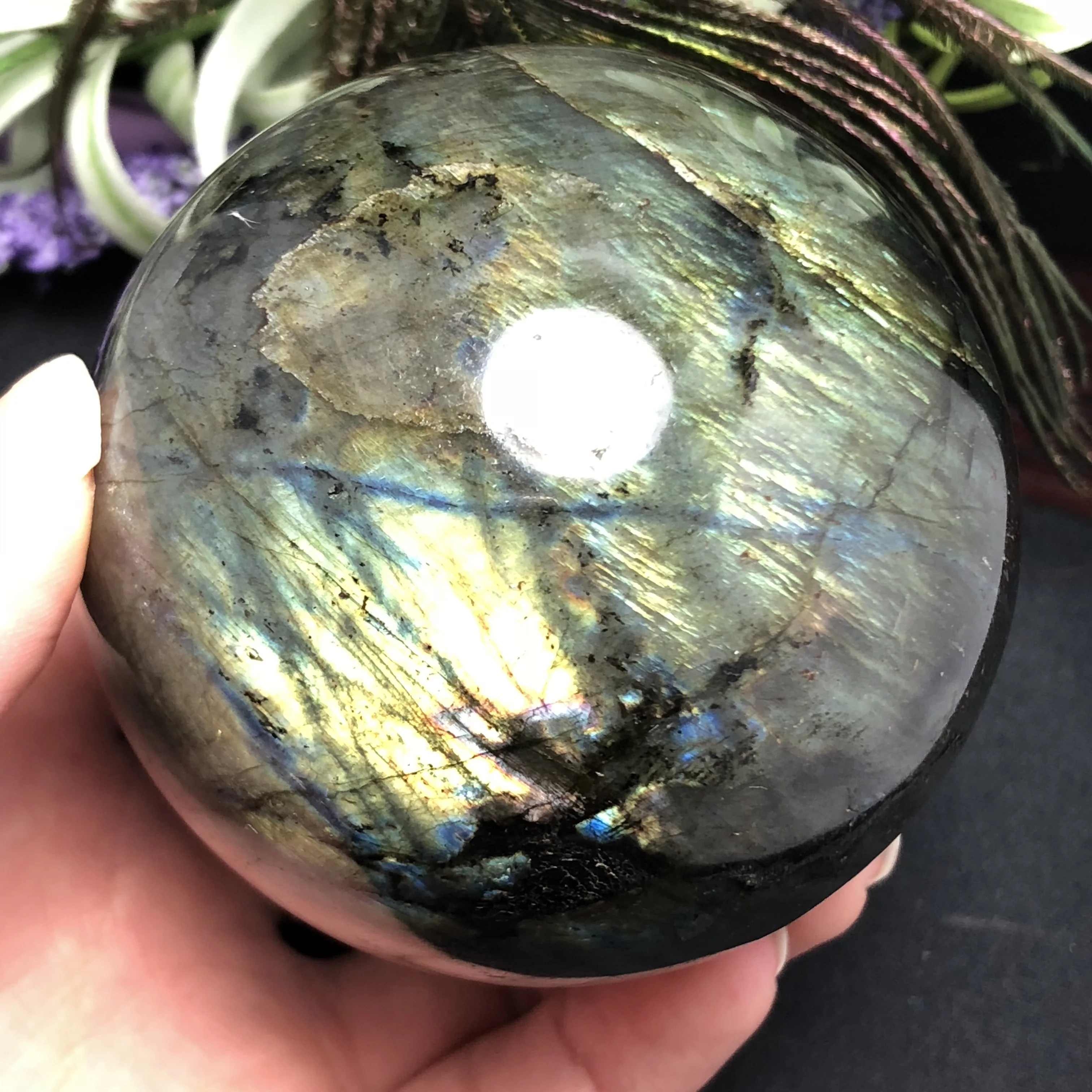 Natural labrador polished crystal ball unparalleled and unique arts crafts | Дом и сад
