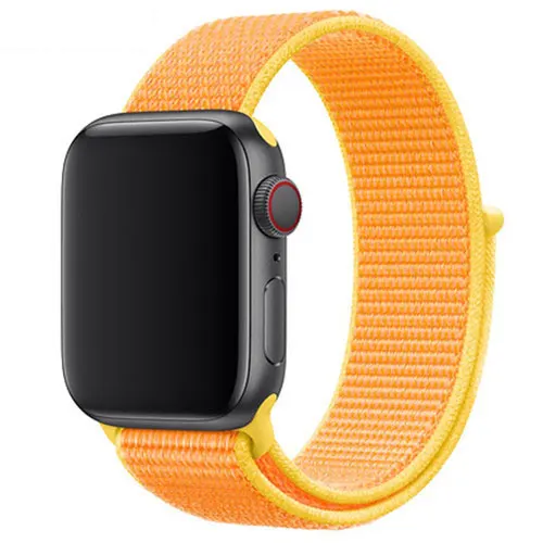 Canary yellow Ремешок для наручных часов Apple Watch Series 5/4/3/2/1 38 мм 42 мм нейлон дышащий сменный ремешок Спортивные петли для наручных часов Apple Watch, версии 44 мм 40 мм - Цвет ремешка: Canary yellow