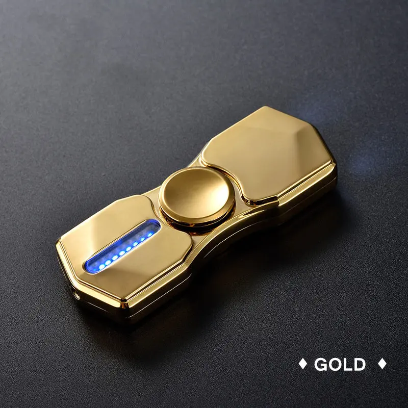 Фиджет-Спиннер электронная usb-зажигалка, ветрозащищенная Портативный электрическая зажигалка 3 светодиодный огни электронные зажигалки гаджеты дуговая зажигалка - Цвет: GOLD