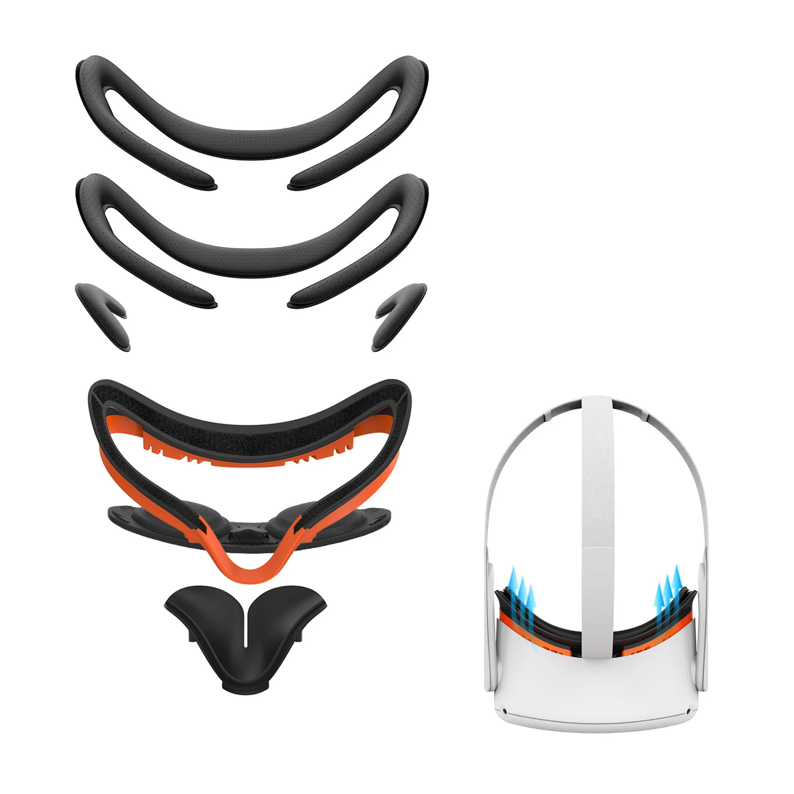 1 conjunto vr rosto silicone capa protetora capa para oculus quest 2 rosto capa de almofada sweatproof portátil silicone accessorie