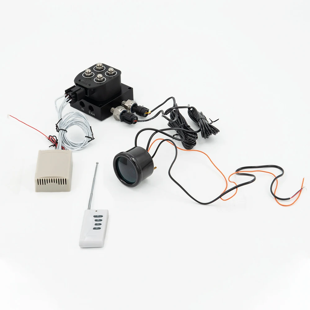 Air Suspension Valve 12v Solenoid Valve Air ride Suspension manifold valve with remote controller 0-200psi with double display air pressure gauge