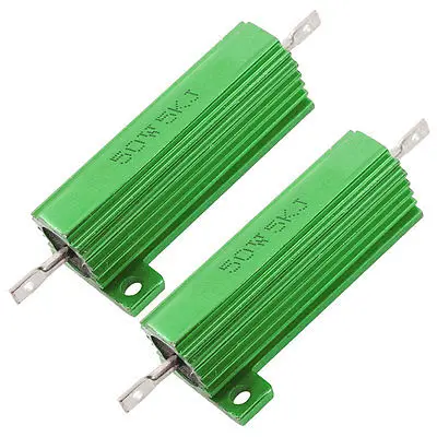2 x Крепление на шасси 50W 5K Ohm 5% алюминиевый чехол резисторы с проволочной обмоткой зеленый