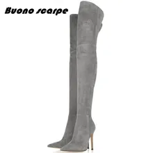 Buonoscarpe Fashion Women Winter Over Knee Long Boots Women Sper Thin High Heels Autumn Comfort Stretch Height Boots Shoes Woman