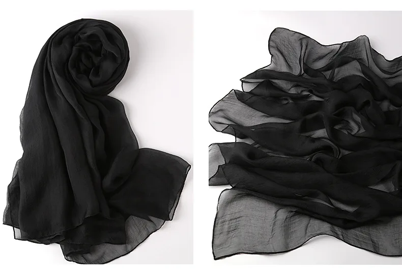 Plus Size 200*150 Cm Womens Solid Color Silk Scarves Long Chiffon Scarf Light Thin Sunscreen Shawl Summer Ladies Beach Scarf