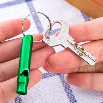 

6pcs Outdoor Metal Multifunction Whistle Pendant with Keychain Keyring Outdoor Survival Emergency Mini Whistles Easy Handling