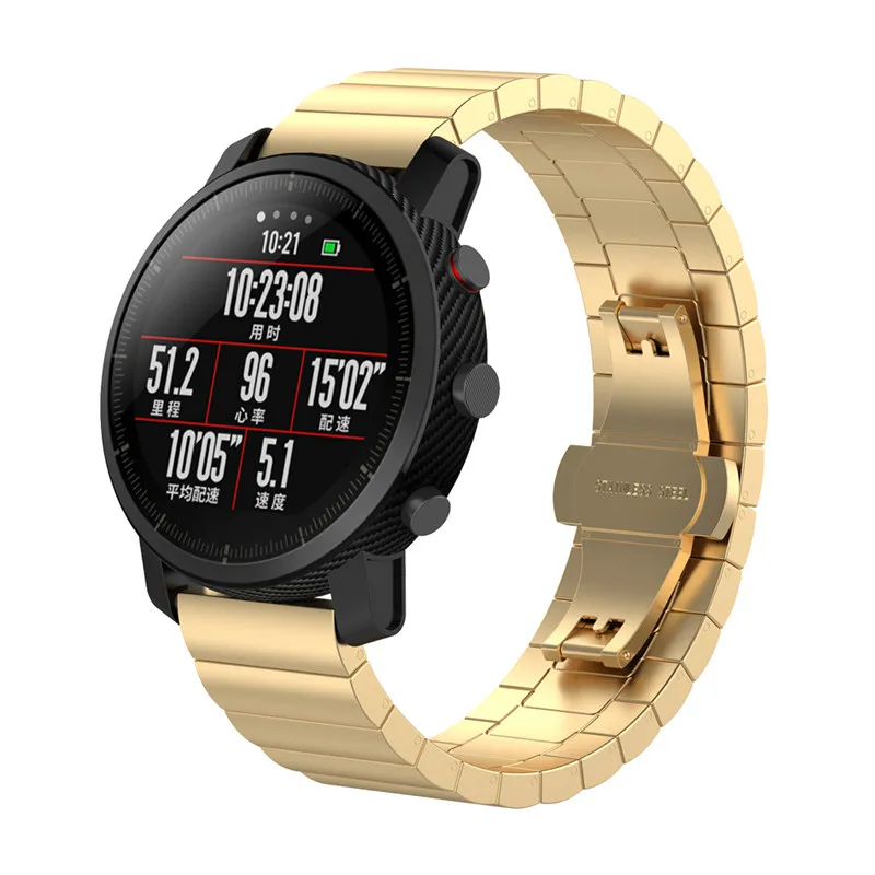 Металлический ремешок из нержавеющей стали для Xiaomi Huami Amazfit GTR 47 мм Смарт-часы браслет для Amazfit Bip/Stratos 3/2 2 S/Pace/GTS