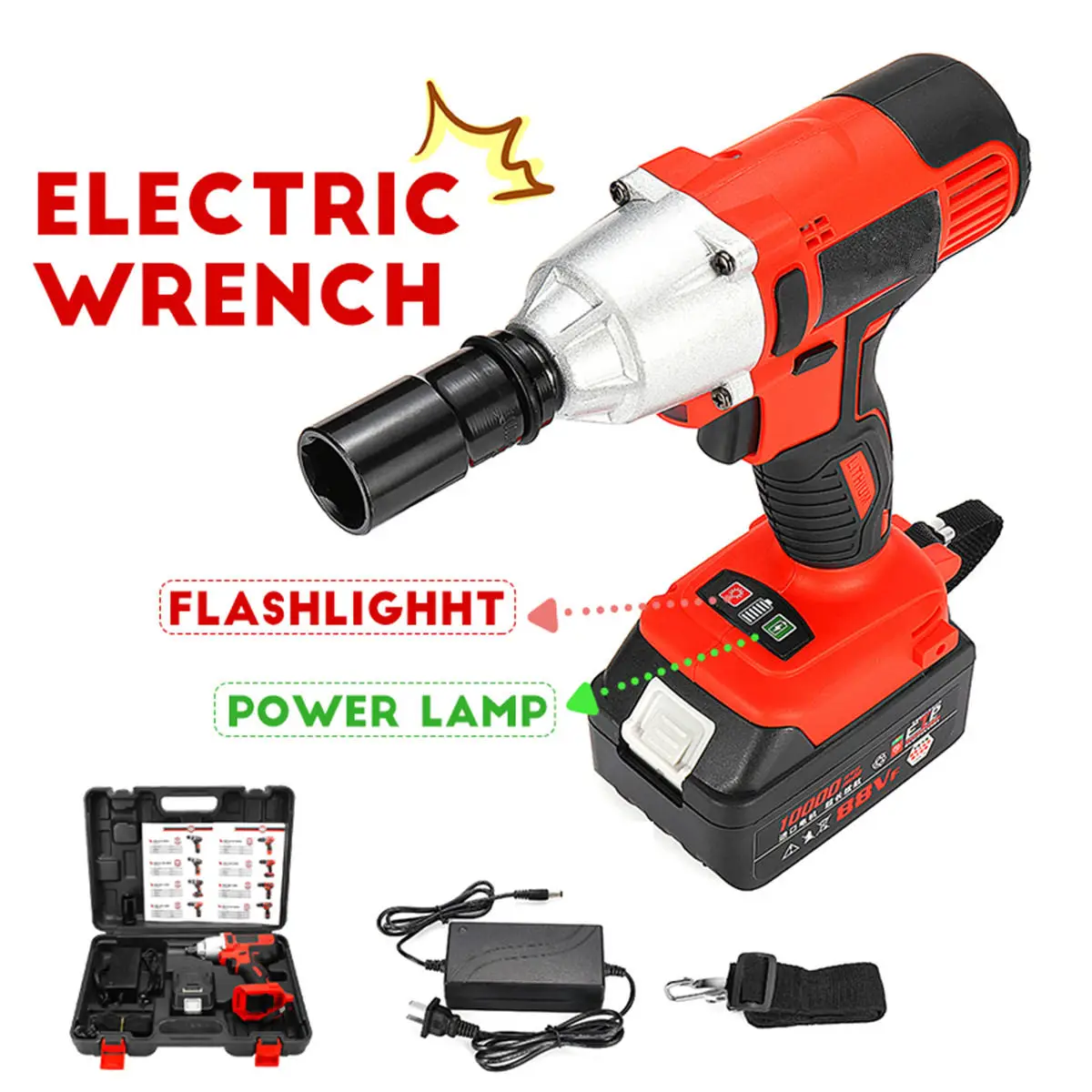 

Cordless Impact Wrench 280N.M Torque 1/2" Socket Li-ion Battery Electric Wrench Power Tools Household Car Wheel Car Repair Tool