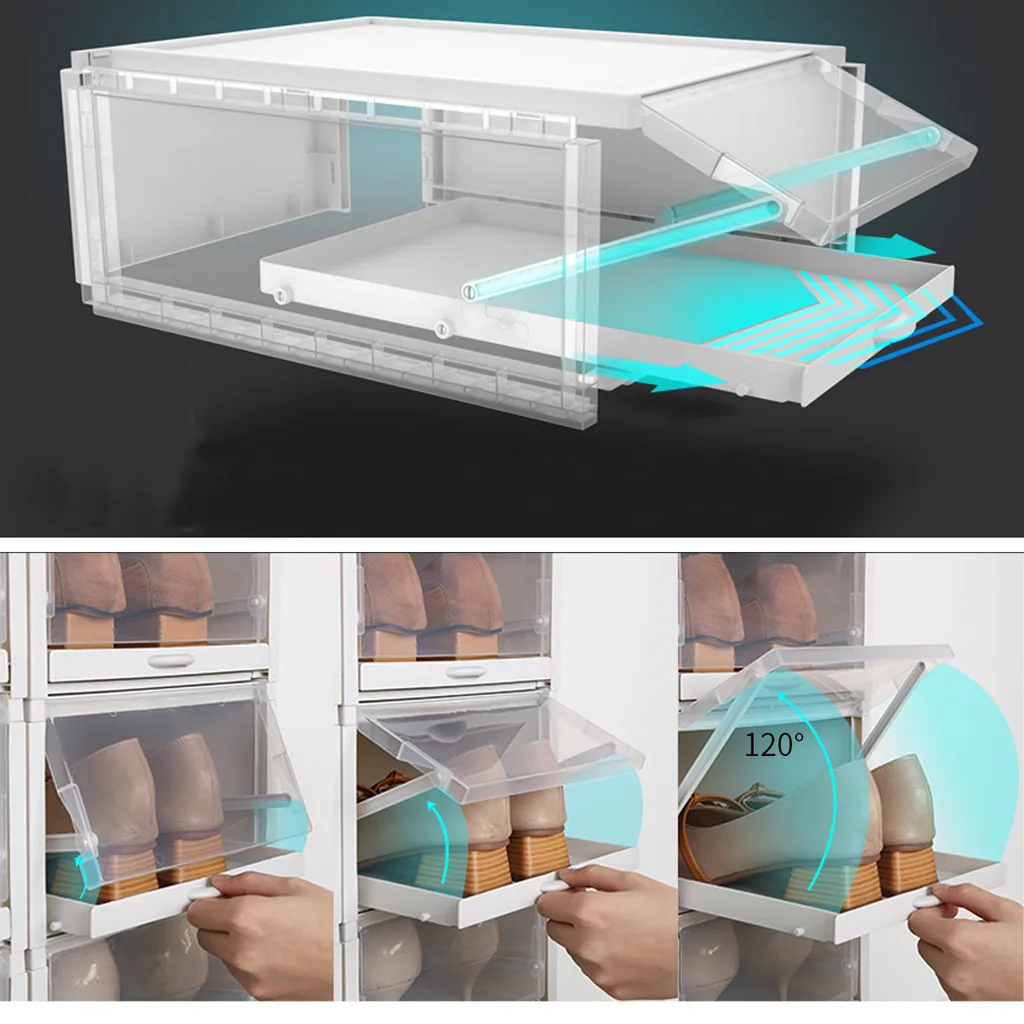 

3pcs/set Thickened Flip Shoes Transparent Drawer Case Plastic Shoe Boxes Stackable Box Storage Box Shoe Storage Organizer 8p