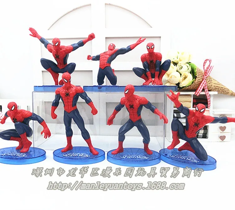 7-Amazing Spider-Man Фигурка Человека-паука кукла игрушка Гараж Набор кукла модель автомобиля Торт украшения и украшения