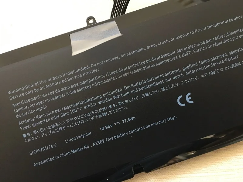 Аккумулятор SupStone A1382 для Apple MacBook Pro Unibody 1" A1286 ранняя 2011, поздняя 2011, MC723LL/A MC721LL 020-7134-01 661-5844