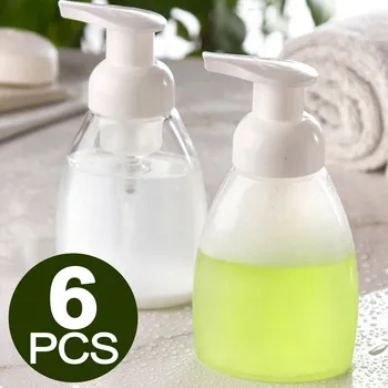 

6PCS Soap Dispenser Bottle Clear Refillable Shampoo Lotion Liquid Hand Soap Foaming Dispenser for Home Bathroom Kitchen 250ml