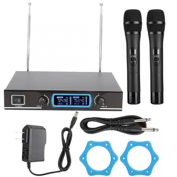 

microfono UHF Portable Handheld Wireless Dual Microphone Set Mic Karaoke with Receiver (US 100-240V)