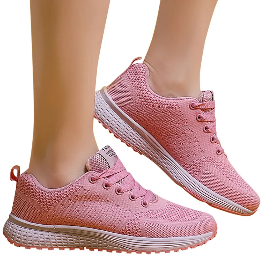 KANCOLLE Ladies Fashion Casual Breathable Lace Up Sneakers Flying Weaving Sport Walking Cushion Athletic Running Shoes 103#4
