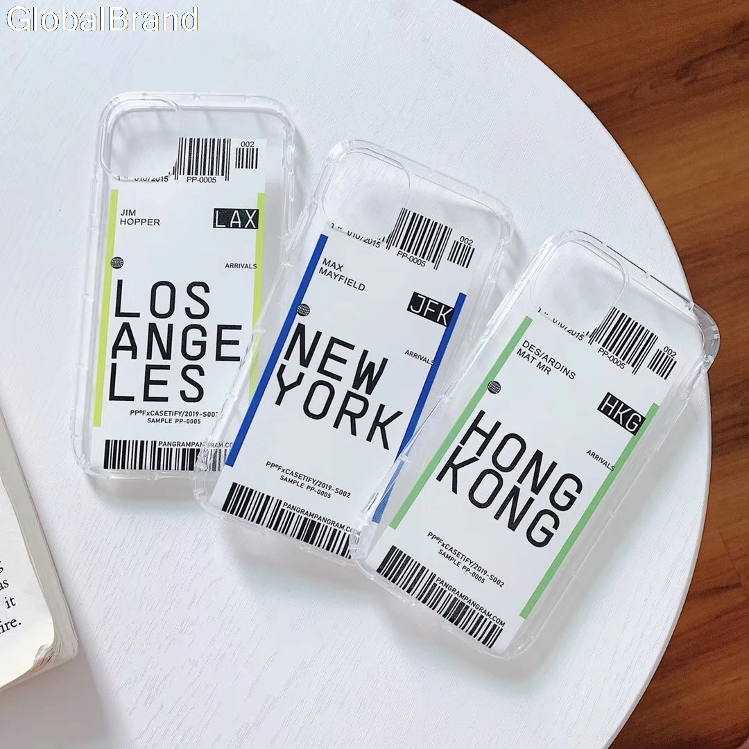 Hot New York Los Angeles Hong Kong Phone Case For iPhone 7 8 6 6s Plus X XS Max XR 11 pro 11promax INS travel Air ticket Cover |